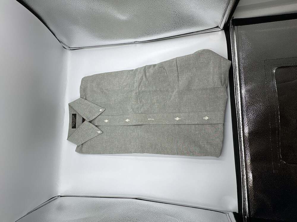 Arrow Men’s Gray Wrinkle-Free Oxford Short Sleeve Shirt 15.5